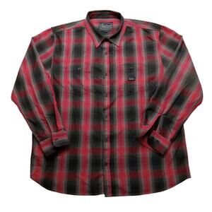 Sullen Flannel Shirt 2XL Men's Art Collective Long Sleeve Button Up Red Plaid